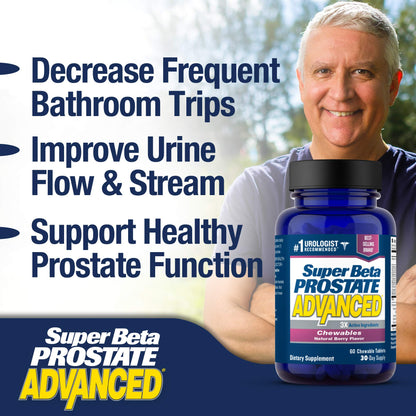 SUPER BETA PROSTATE Advanced Chewables – Prostate Support for Men's Health (60 Chews, 1 Bottle)