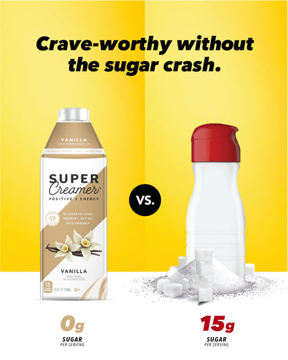 SUPER COFFEE Creamer | SugarFree Vanilla | 6 Pack | 0g Sugar, 2g Protein, 15 Calories | Keto Coffee Creamer