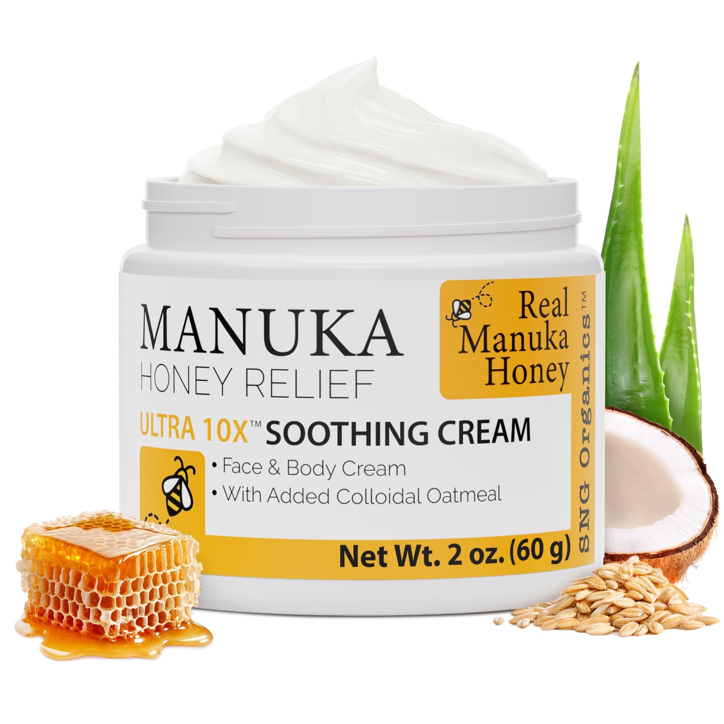 Super Natural Goods Manuka Honey Cream (2oz) – Hydrating Body Lotion for All Skin Types