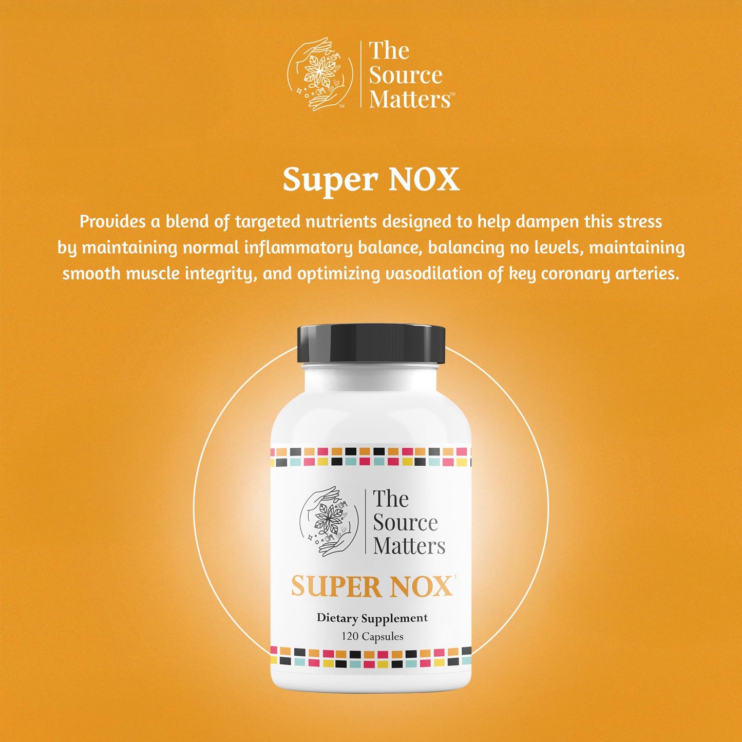 Super NOX Nitric Oxide Support Supplement | The Source Matters | Circulation & Vascular Health (120 Capsules)