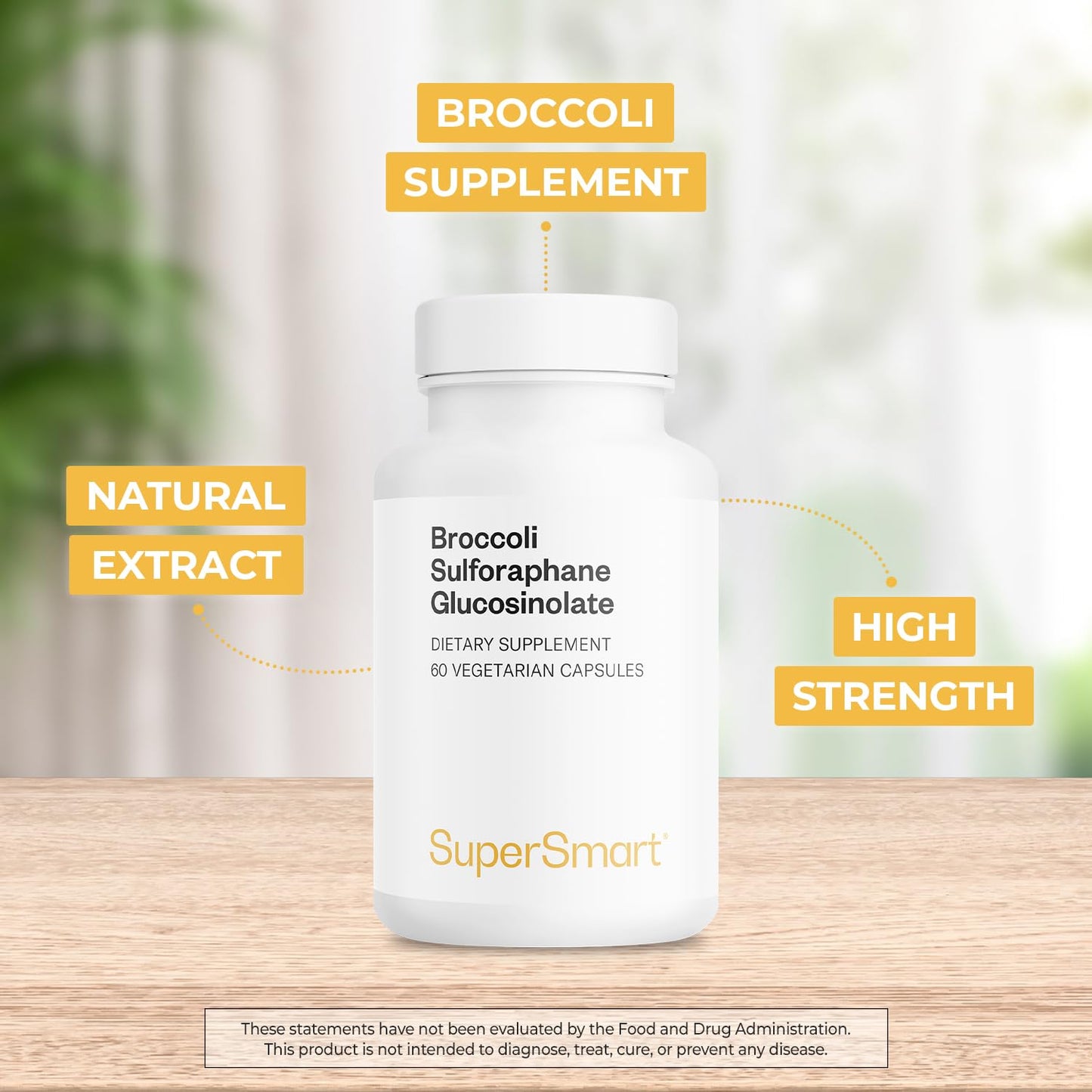 SuperSmart Broccoli Sulforaphane 600mg | 10% SGS with Myrosinase | Non-GMO & Gluten Free | 60 Veg Capsules