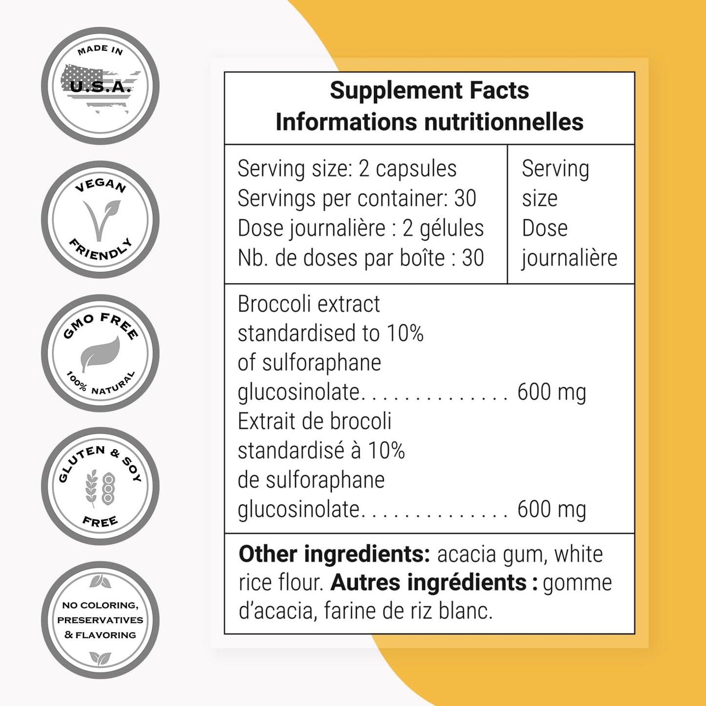 SuperSmart Broccoli Sulforaphane 600mg | 10% SGS with Myrosinase | Non-GMO & Gluten Free | 60 Veg Capsules