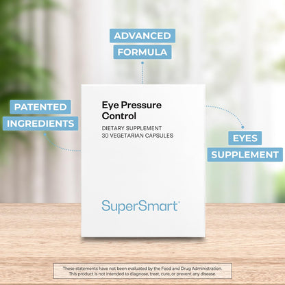 SuperSmart Eye Pressure Control Supplement - Mirtoselect Bilberry & Pycnogenol - 30 Vegetarian Capsules | Non-GMO & Gluten Free