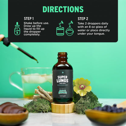 SuperBonsai Super Lungs Mullein Drops – Herbal Lung Support Tincture (2 oz)