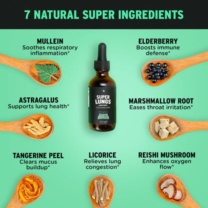 SuperBonsai Super Lungs Mullein Drops – Herbal Lung Support Tincture (2 oz)