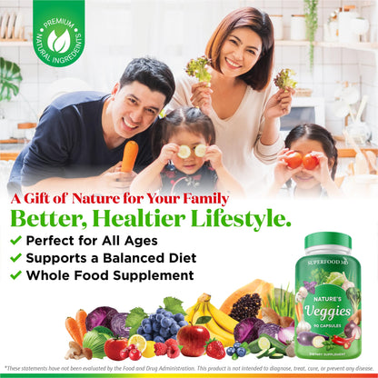 Superfood MD Veggies Supplement - 90 Veggie Capsules | Energy & Antioxidants | Soy Free