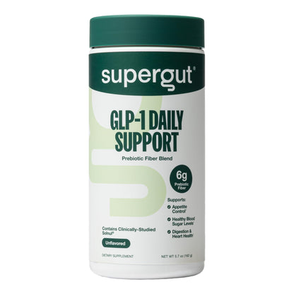 Supergut GLP-1 Daily Support - High Fiber Prebiotic for Gut Health | Sugar-Free Drink Mix (20 Servings)