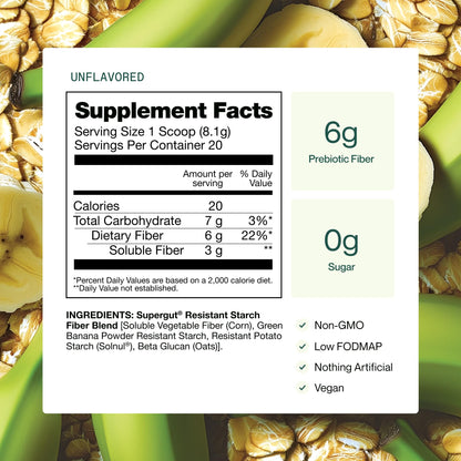 Supergut GLP-1 Daily Support - High Fiber Prebiotic for Gut Health | Sugar-Free Drink Mix (20 Servings)