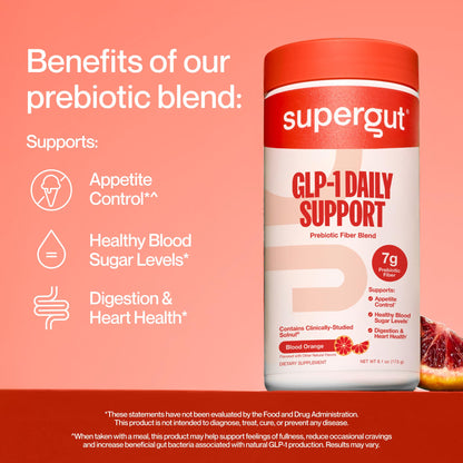 Supergut GLP1 Daily Support – Blood Orange (18 Servings) | Sugar-Free, High-Fiber