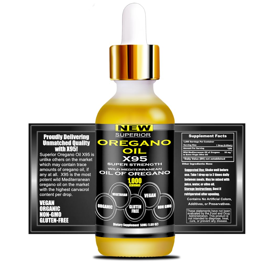 Superior Fulvic Humic X935 Organic Oregano Oil Drops – 1,000 Servings, 12-Month Supply