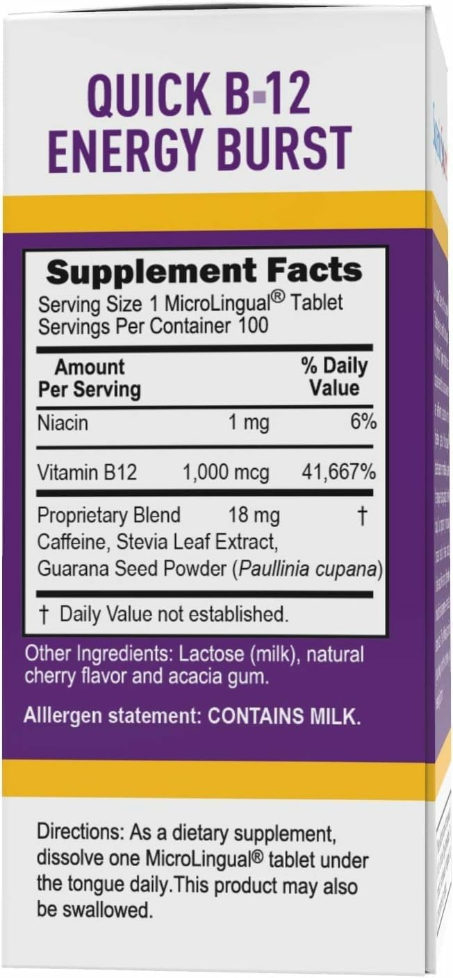 Superior Source B-12 1000 mcg Quick Energy Burst - MicroLingual Tablets (Pack of 2) - Non-GMO & Gluten-Free