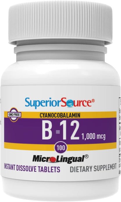 Superior Source No Shot B-12 1000 mcg Cyanocobalamin – Sublingual Tablets (Pack of 2)