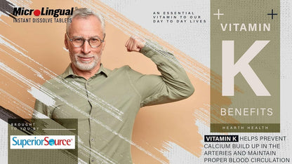 Superior Source Vitamin K2 MK-7 300 mcg - Sublingual 60 Tablets | Bone & Heart Health, Bariatric-Friendly