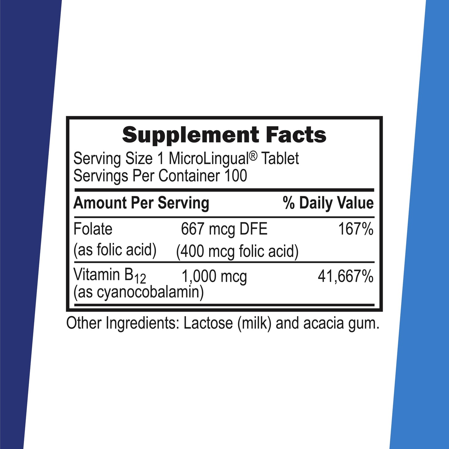 Superior Source No Shot B-12 (Cyanocobalamin) 1000 mcg & Folic Acid 400 mcg — Sublingual 100 Tablets