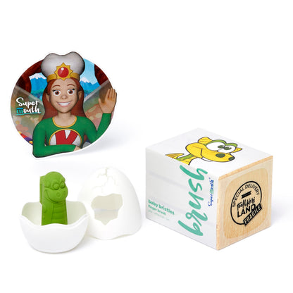 SuperMouth Bristles Baby Finger Brush – Soft Silicone, Bite Block, AR App