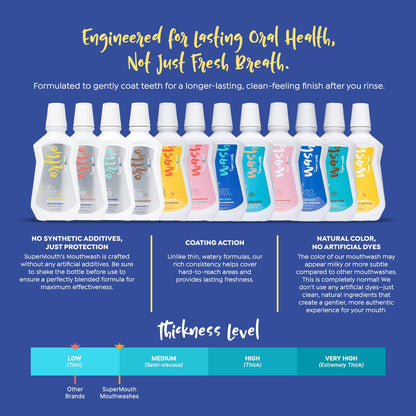 SuperMouth® Ortho Mouthwash – Fluoride + Nano-Hydroxyapatite, Prebiotics, Alcohol-Free, For Braces