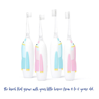 SuperMouth Turbo Twins Sonic Toothbrush for Babies 0-36 Months – Soft Bristles, Built-in Flashlight, AR Sticker Included