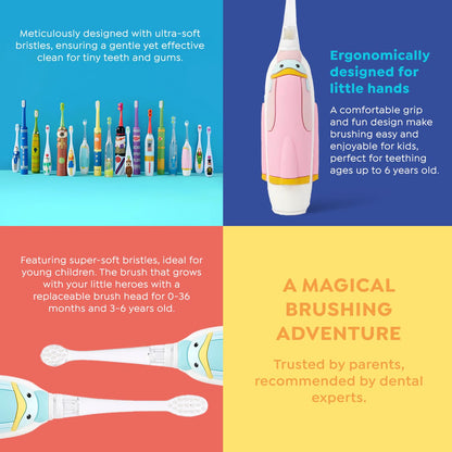SuperMouth Turbo Twins Sonic Toothbrush - Soft Bristles, Built-In Flashlight for Kids 3-6