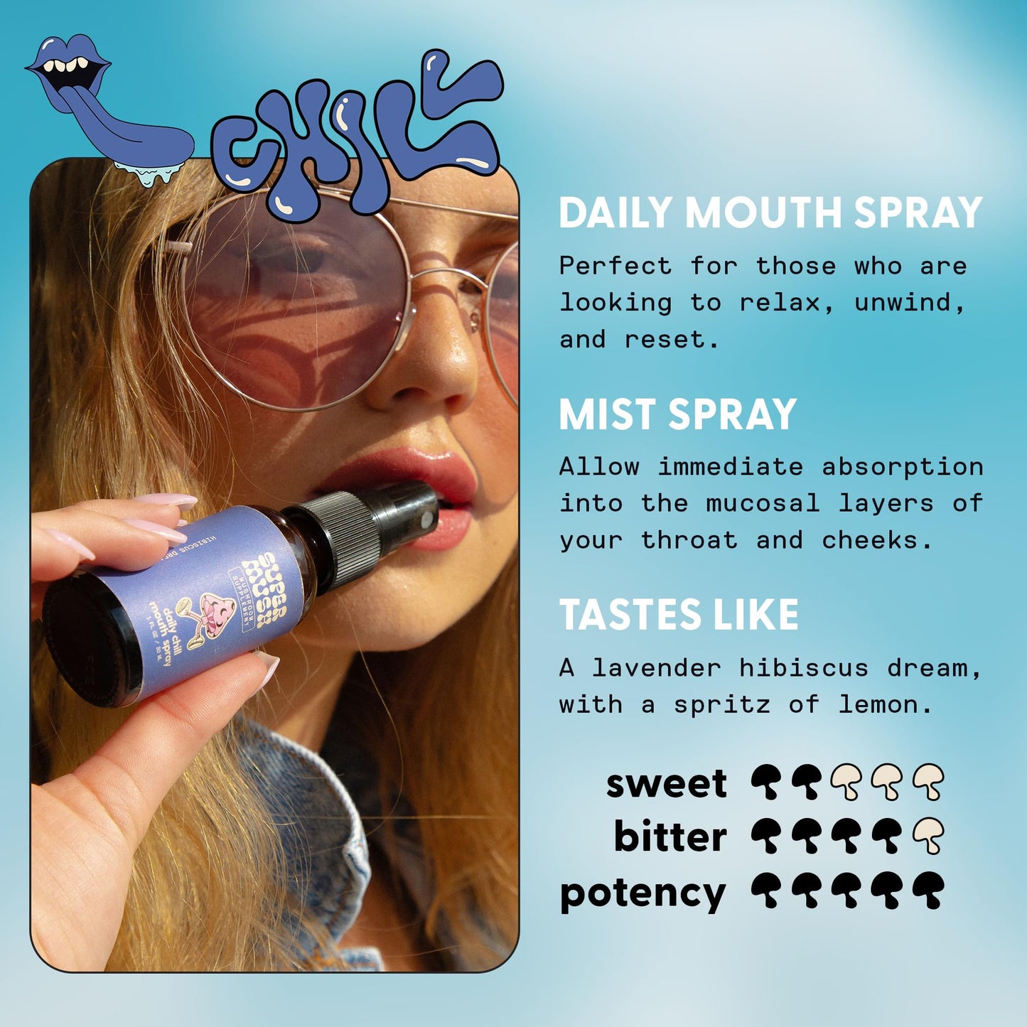 SuperMush Daily Chill Mouth Spray – Reishi, Lion's Mane, Hibiscus & Ashwagandha | 30ml Organic