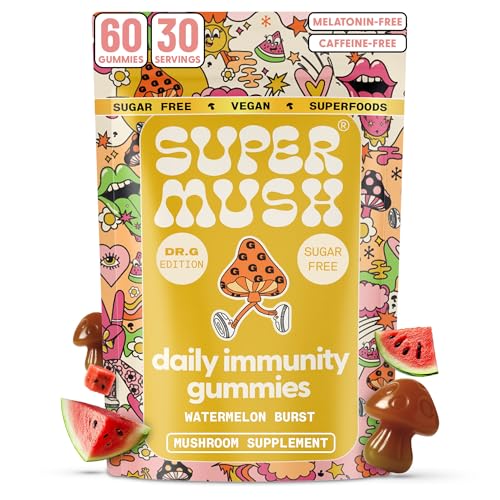 SuperMush Dr. G Daily Greens Gummies – Sugar Free Vegan Immunity & Gut Health (60 Ct)