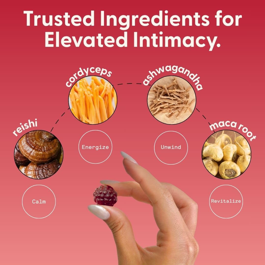 SuperMush Horny Goat Weed Gummies - Horny Goatweed for Men & Women with Cordyceps, Reishi & Maca Root - Maximize Blood Flow, Ignite Feel-Good Vibes & Lasting Energy