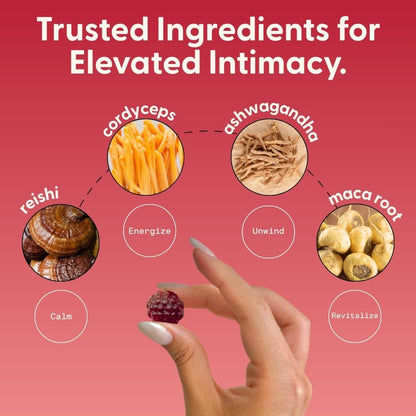 SuperMush Horny Goat Weed Gummies - Horny Goatweed for Men & Women with Cordyceps, Reishi & Maca Root - Maximize Blood Flow, Ignite Feel-Good Vibes & Lasting Energy