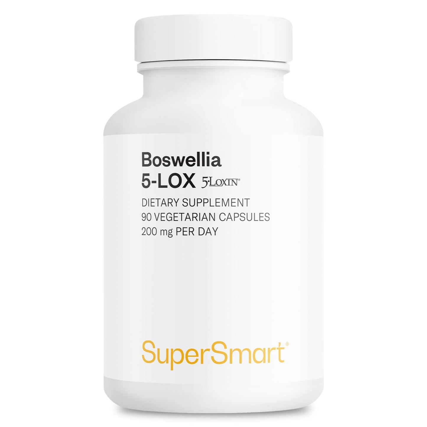 Supersmart - 5-Loxin 200mg per Day (Patented) - AKBA Supplement - 5-Loxin Boswellia Serrata Extract | Non-GMO & Gluten Free - 90 Vegetarian Capsules