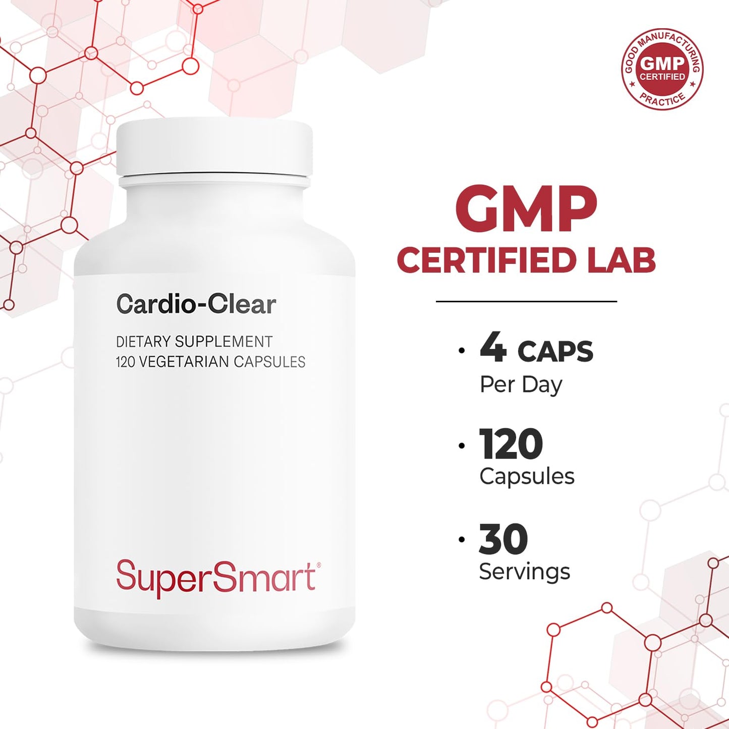 Supersmart Cardio Clear Garlic EDTA Supplement - 120 Veg Capsules