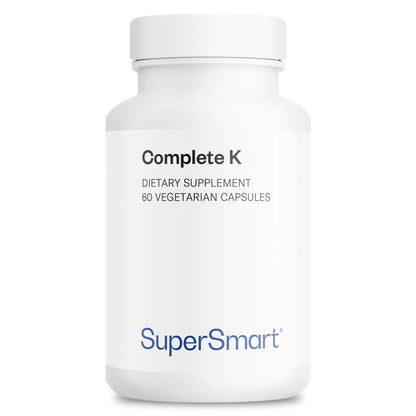 Supersmart Complete K – Vitamin K1 MK4 MK7 Full Spectrum – Non-GMO, Gluten Free | 60 Veg Capsules