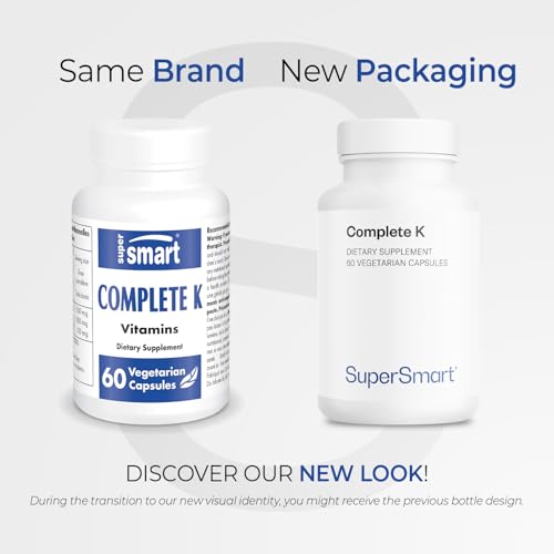 Supersmart Complete K – Vitamin K1 MK4 MK7 Full Spectrum – Non-GMO, Gluten Free | 60 Veg Capsules
