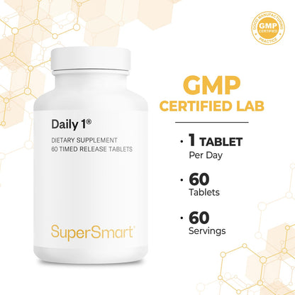 Supersmart Daily 1 Timed Release Multivitamin for Men & Women | BioPQQ, Quercetin & Fisetin | Made in USA