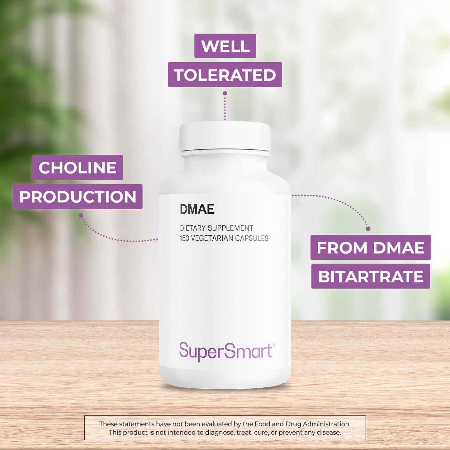 Supersmart DMAE 390mg - Non-GMO & Gluten Free | 150 Veg Capsules