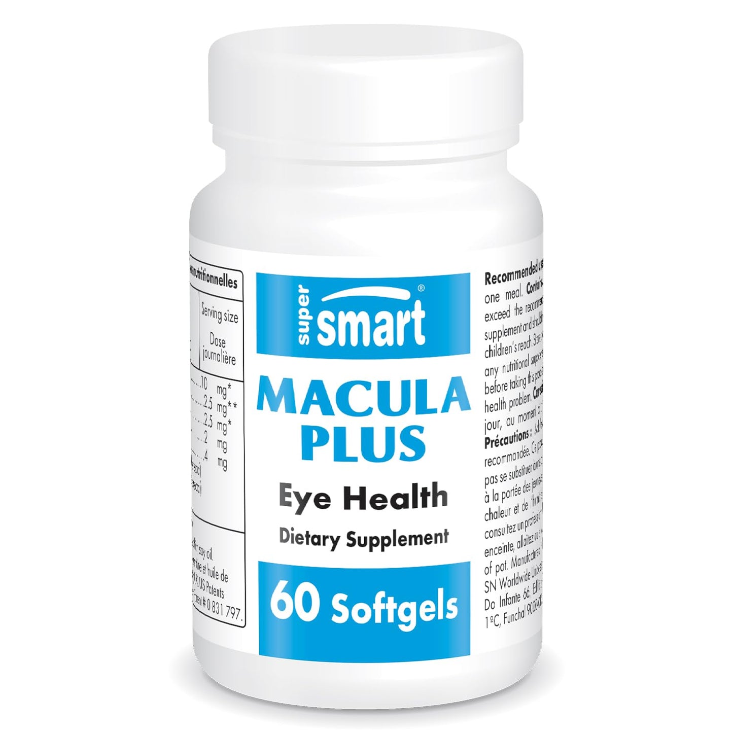 Supersmart Macula Plus | High Potency Eye Supplement with Lutein, Zeaxanthin, Astaxanthin - 60 Softgels | Non-GMO & Gluten Free