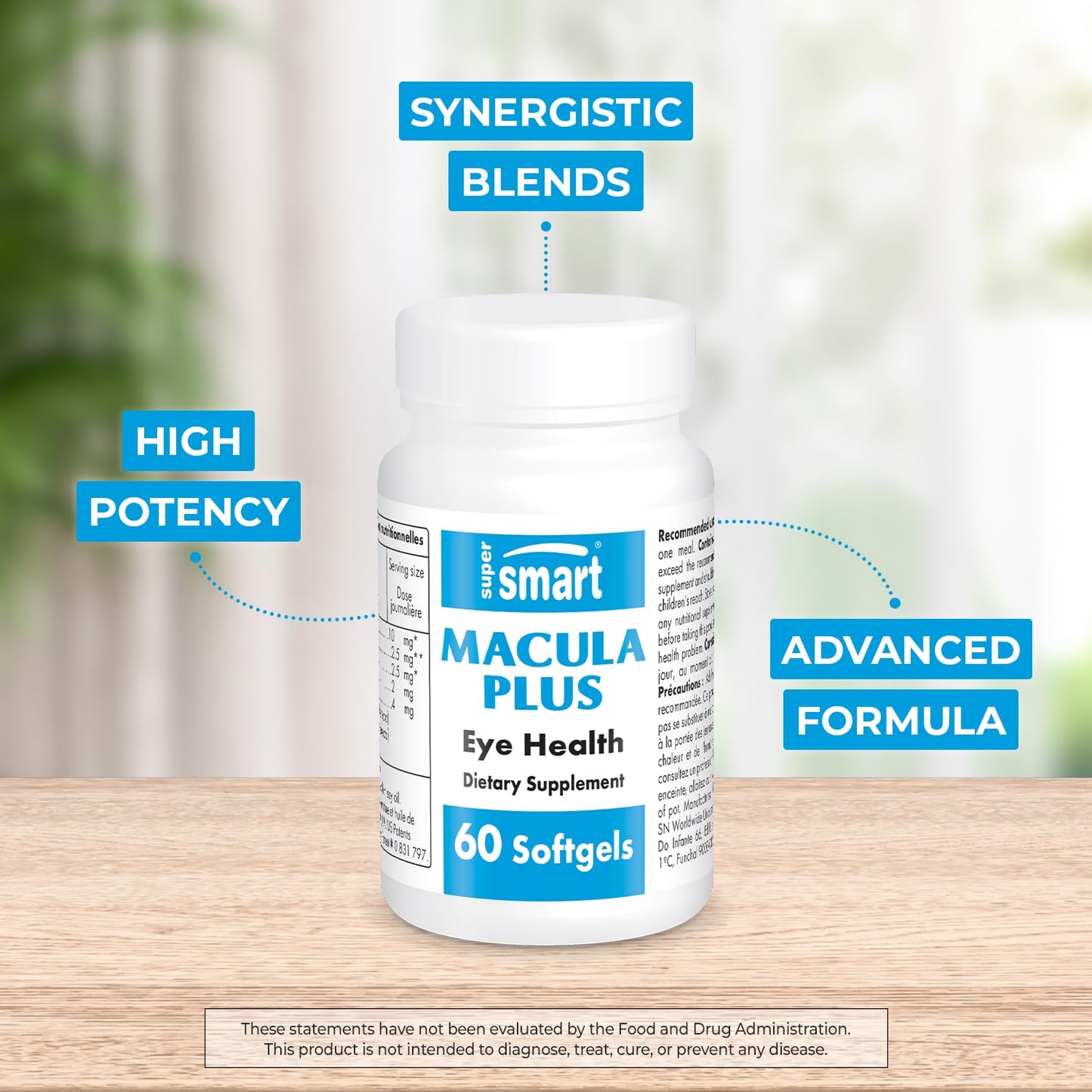 Supersmart Macula Plus | High Potency Eye Supplement with Lutein, Zeaxanthin, Astaxanthin - 60 Softgels | Non-GMO & Gluten Free