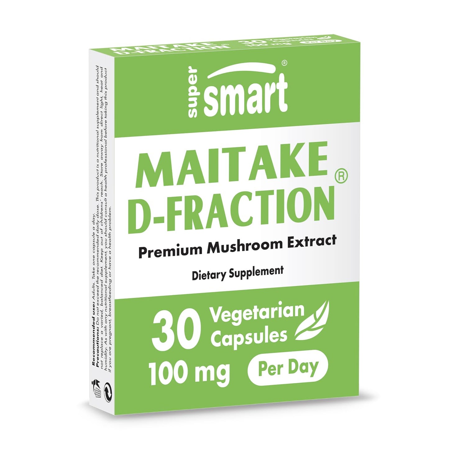 Supersmart Maitake D-Fraction Pro 100mg – Premium Mushroom Extract, Non-GMO & Gluten Free, 30 Vegetarian Capsules