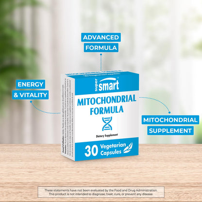 SuperSmart Mitochondrial Formula Advanced - PQQ, R-Lipoic Acid & Acetyl-L-Carnitine | Non-GMO, Gluten Free | 30 Vegetarian Capsules