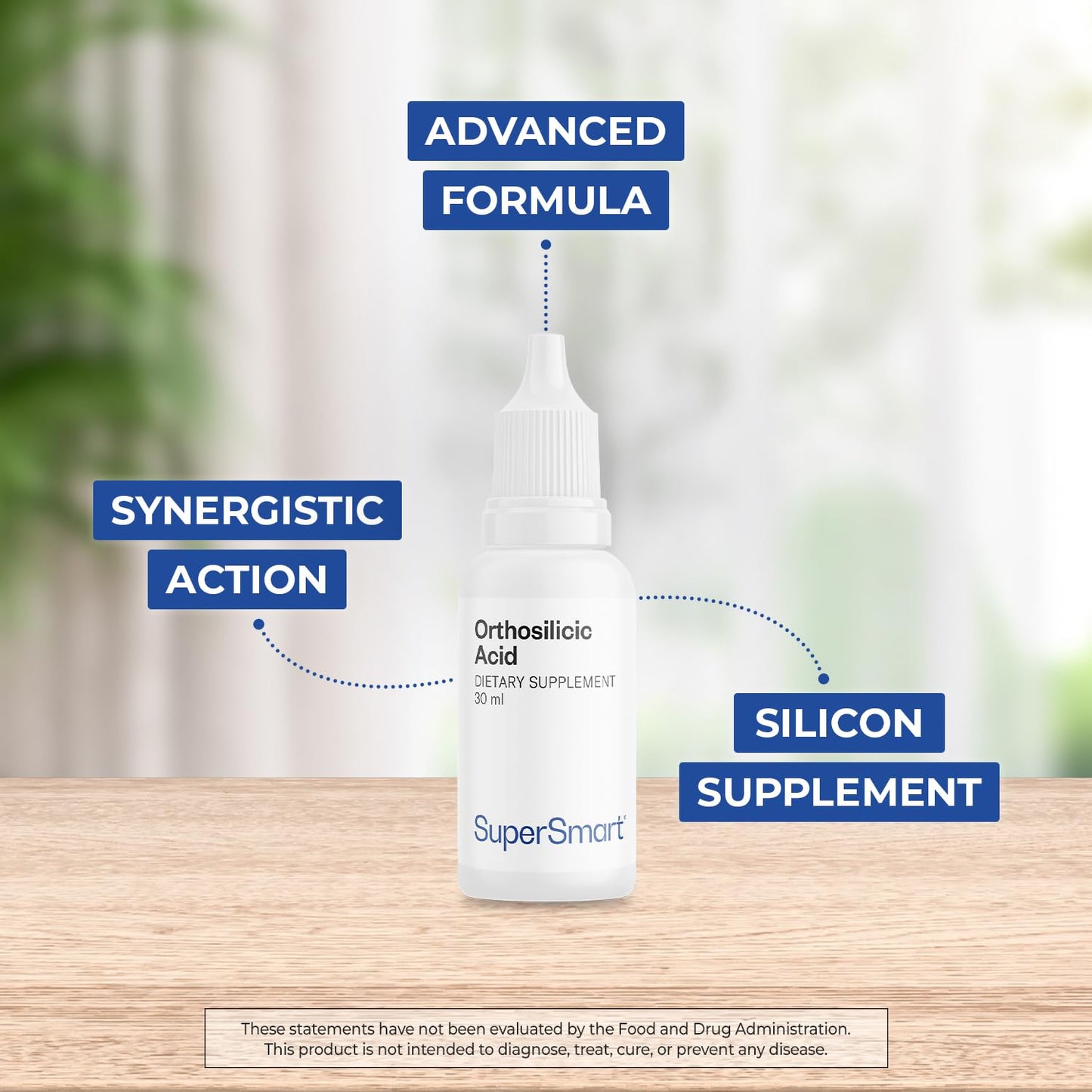 Orthosilicic Acid Supplement (Advanced Formula) – Silicon with MSM, Choline & Carnitine | Non-GMO, Gluten Free | 30 ml | Supersmart