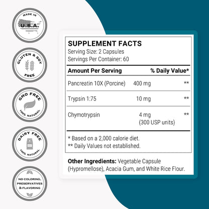 Supersmart - Pancreatin 10X 4000 per Day (Extra Strength) - Digestive Enzymes Supplement - with Protease, Lipase, Amylase, Trypsin - Healthy Digestion Support | Non-GMO & Gluten Free - 120 DR Capsules