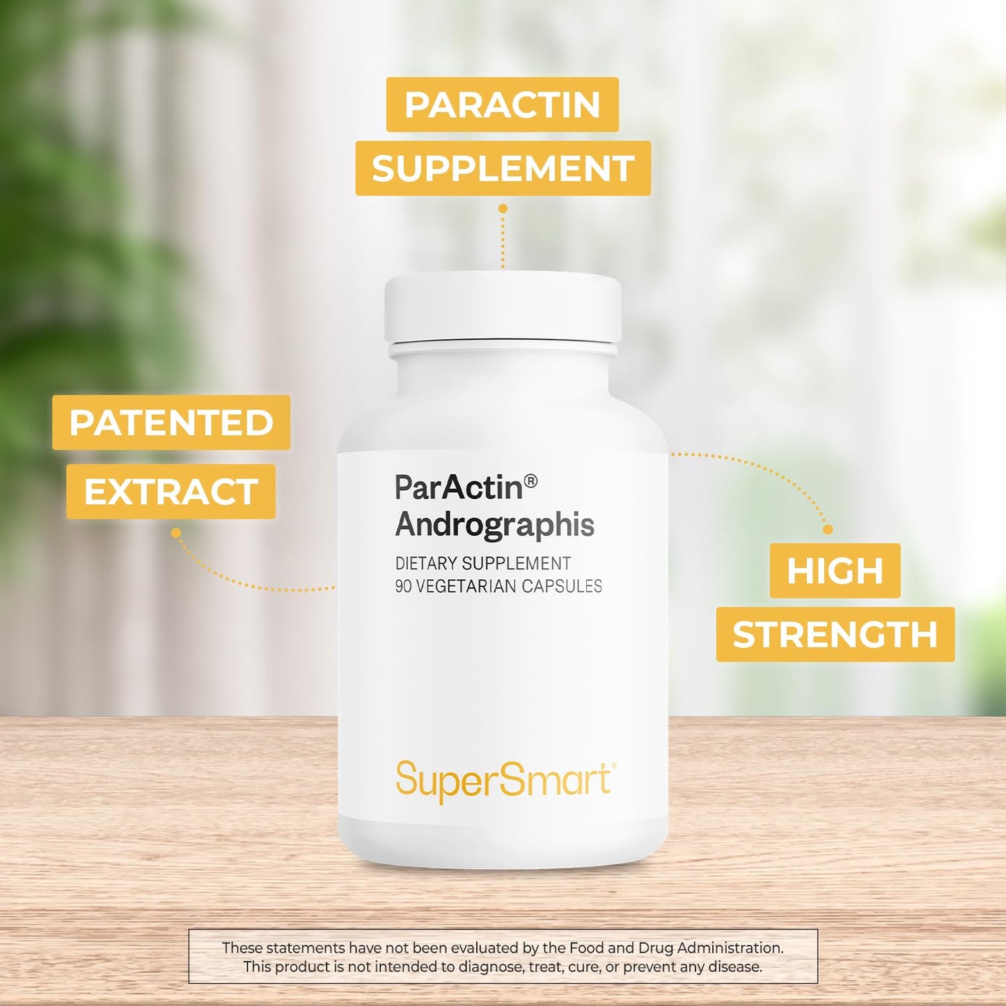 Supersmart ParActin 300mg - Andrographis Paniculata | Non-GMO & Gluten Free | 90 Vegetarian Capsules