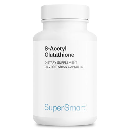 Supersmart S-Acetyl Glutathione 300mg per Day (High Absorption) - Stable Form of L-Glutathione Tripeptide - GSH Supplement | Non-GMO & Gluten Free - 90 Vegetarian Capsules