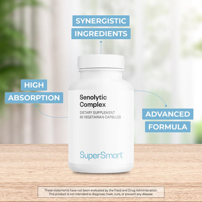 Supersmart Senolytic Complex (Advanced Formula) – Fisetin, Quercetin, Bromelain | Non-GMO & Gluten Free | 90 Vegetarian Capsules