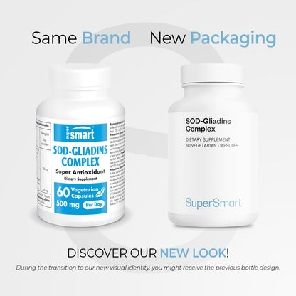 Supersmart SOD-Gliadins Complex | 500mg Daily SOD Supplement (Vegetarian, Non-GMO, Slow Release)