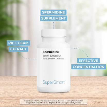 Supersmart Spermidine 3mg Daily - Rice Starch Extract, Non-GMO, Gluten Free, 60 Veg Capsules