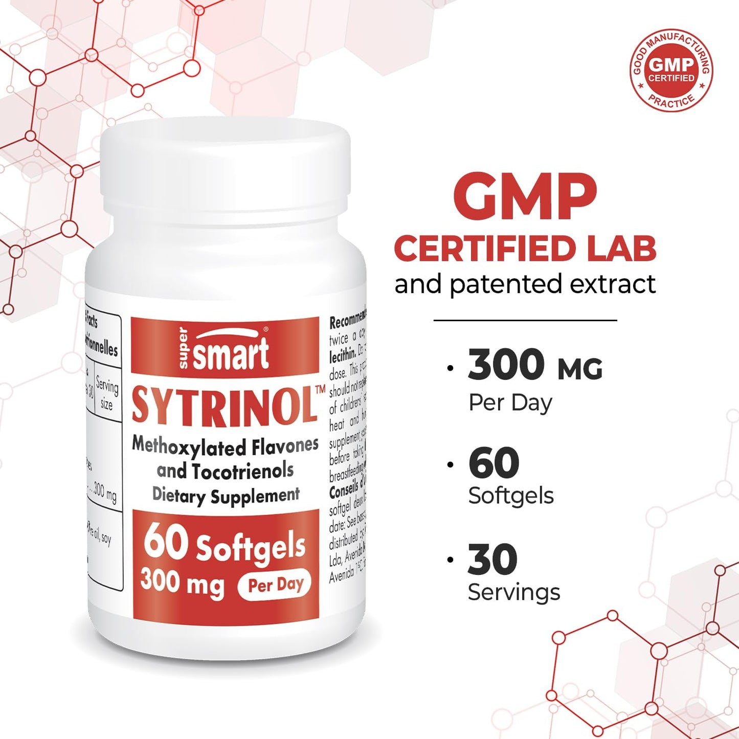 Supersmart - Sytrinol Supplement 300mg per Day (High Absorption) - Citrus Bioflavonoids & Tocotrienols Complex - Palm Fruit Extract | Gluten Free - 60 Softgels