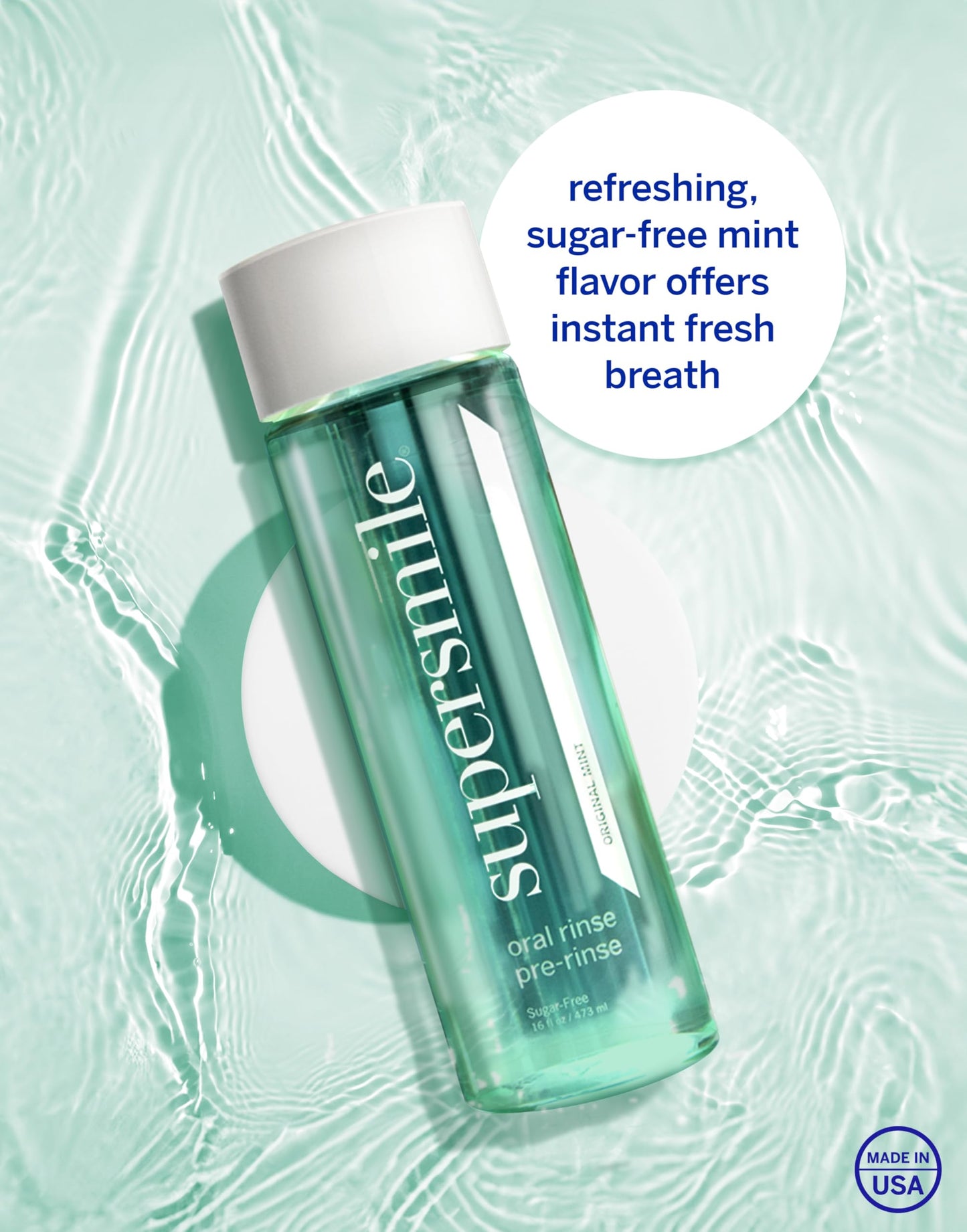 Supersmile Oral Rinse Mouthwash – Mint Flavor, Sugar Free, Alcohol-Free – 16 fl oz per Bottle (Pack of 2)