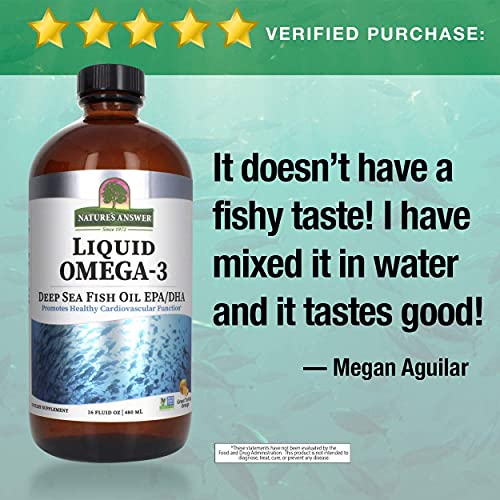 Nature's Answer Liquid Omega-3 | Deep Sea EPA/DHA Fish Oil | Gluten-Free 16oz Pack of 2