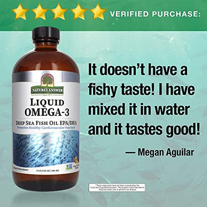 Nature's Answer Liquid Omega-3 | Deep Sea EPA/DHA Fish Oil | Gluten-Free 16oz Pack of 2
