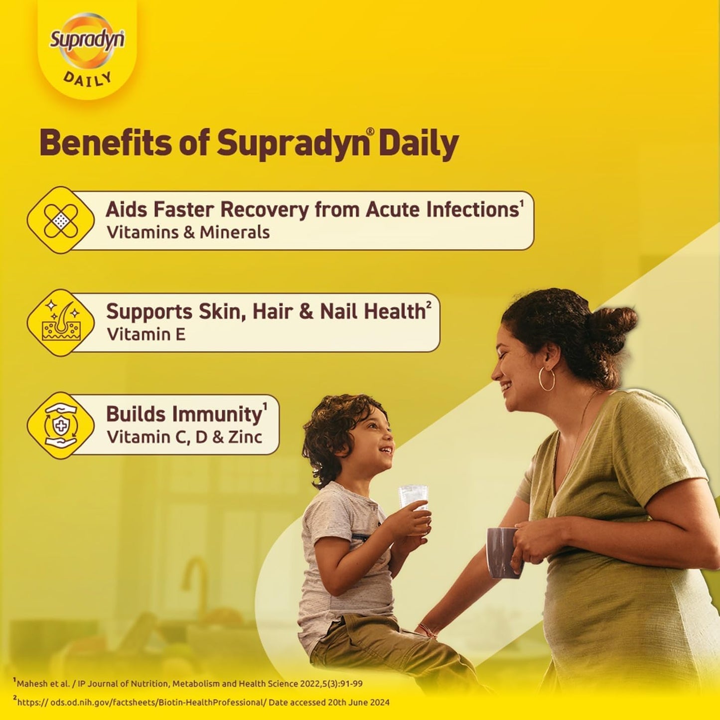 Supradyn Daily Multivitamin – Biotin, C & D3, Immune Support & 2X Energy (60 Tablets)
