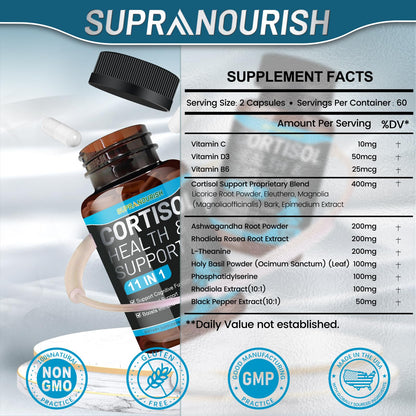 SUPRANOURISH Cortisol Manager – 11-in-1 Cortisol Support, 240 Capsules