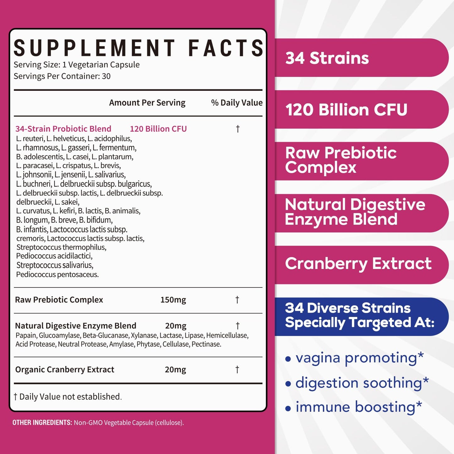 Surebounty Probiotics for Women - 120B CFU, 34 Strains, 4-in-1 Probiotic, 60ct (Pack of 2)